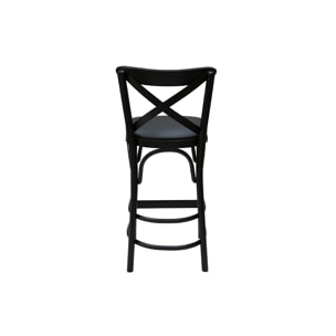 Tabouret de bar bistrot hêtre massif noir H65 cm MARCEL