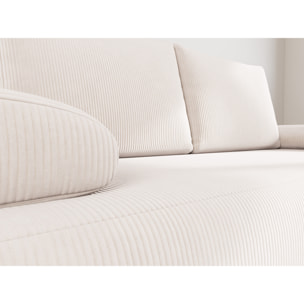 Sophie - Canapé droit 3 places convertible avec coffre en velours côtelé - Beige