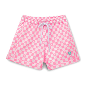 Short Niña Estampado Cuadros En Rosa