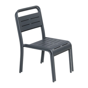 EVORA Lot de 2 chaises de jardin empilables gris foncé