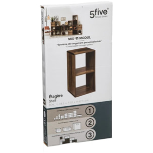 Étagère 2 cases indus "Mix N' Modul" effet bois foncé