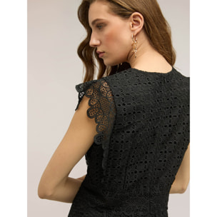 Motivi - Vestido flare en sangallo con encaje - Negro