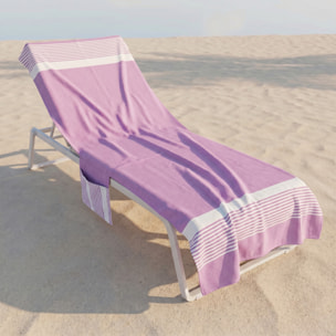 Telo mare lettino con tasche ed elastici in cotone e poliestere, telo spiaggia ultra assorbente con fissaggio stabile, morbido e pratico, ideale per lettini mare piscina e spa, dimensioni generose, lavabile e resistente per uso estivo