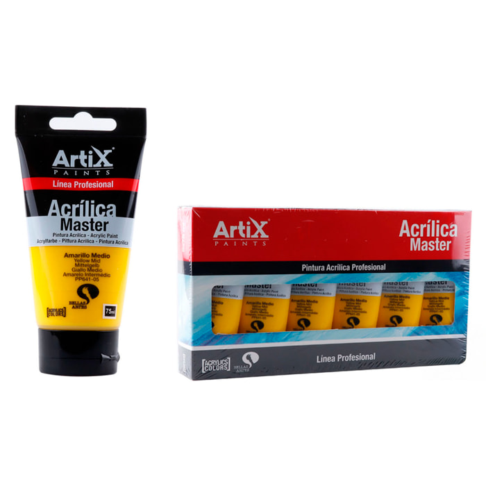 Pack 6 Uds. PINTURA ACRÍLICA EXPERT 75 ml AMARILLO MEDIO