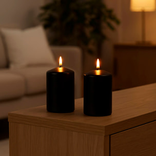Set de 4 velas de cera en color negro ø5x10cm y 25h de combustión