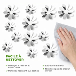 Pack de 12 fleurs 3D chics adhésives MIROIR