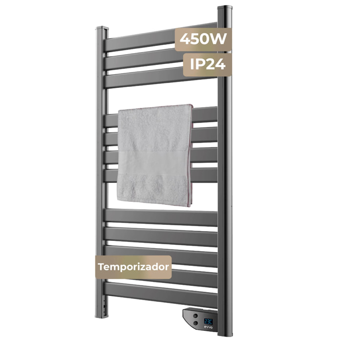 Toallero Eléctrico EVVO C500 Blanco, 450W, hasta 8 m2, eficiente y silencioso, seguridad sobrecalentamiento, antisalpicaduras, modo 2 horas