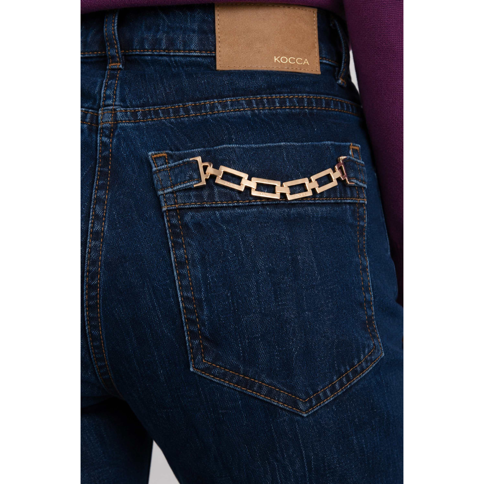 Kocca - Pantaloni in denim a vita alta con catene Donna