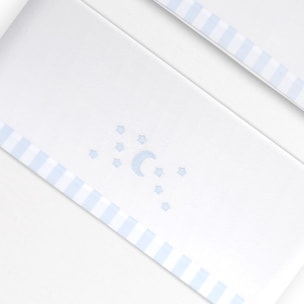 Triptico Minicuna Coralina D. Algodon Luna Estrellas Bco/Azul