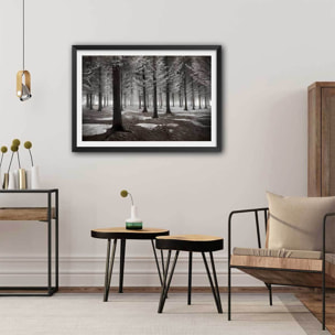 Affiche deco ""debut d'hiver"" Affiche + cadre en bois - Noir