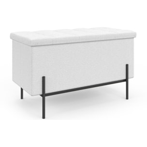 Banc coffre Loan en bouclette blanche et pieds noirs 76cm