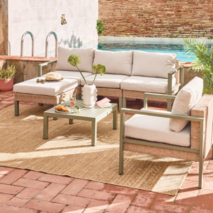 Salon de jardin VELLETRI. beige. aluminium. résine tressée. 5 places L68 x P74 x H63/76cm