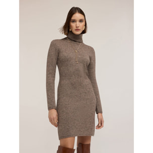 Motivi - Vestido tubo de punto mezcla de lana - Marrón