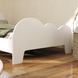 Cama para Niños de +3 Años 140x70 cm Estructura de Cama Infantil Tema de Nubes con Barandilla para Dormitorio Blanco