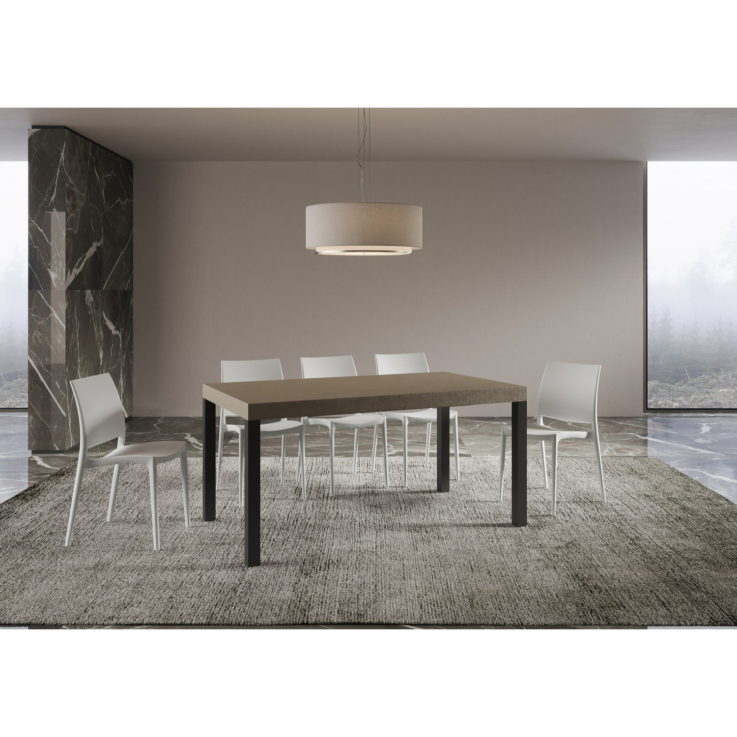 Mesa extensible 80x160/244 cm Everyday Gris Paloma estructura Antracita