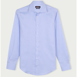 Camicia Uomo 1 Bottone Francese Slim Armaturato Bianco/Celeste