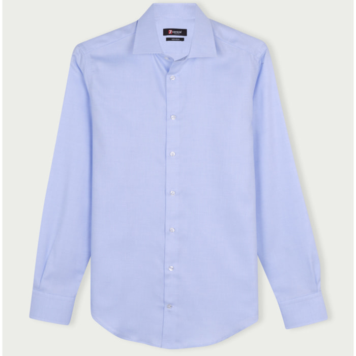 Camicia Uomo 1 Bottone Francese Slim Armaturato Bianco/Celeste