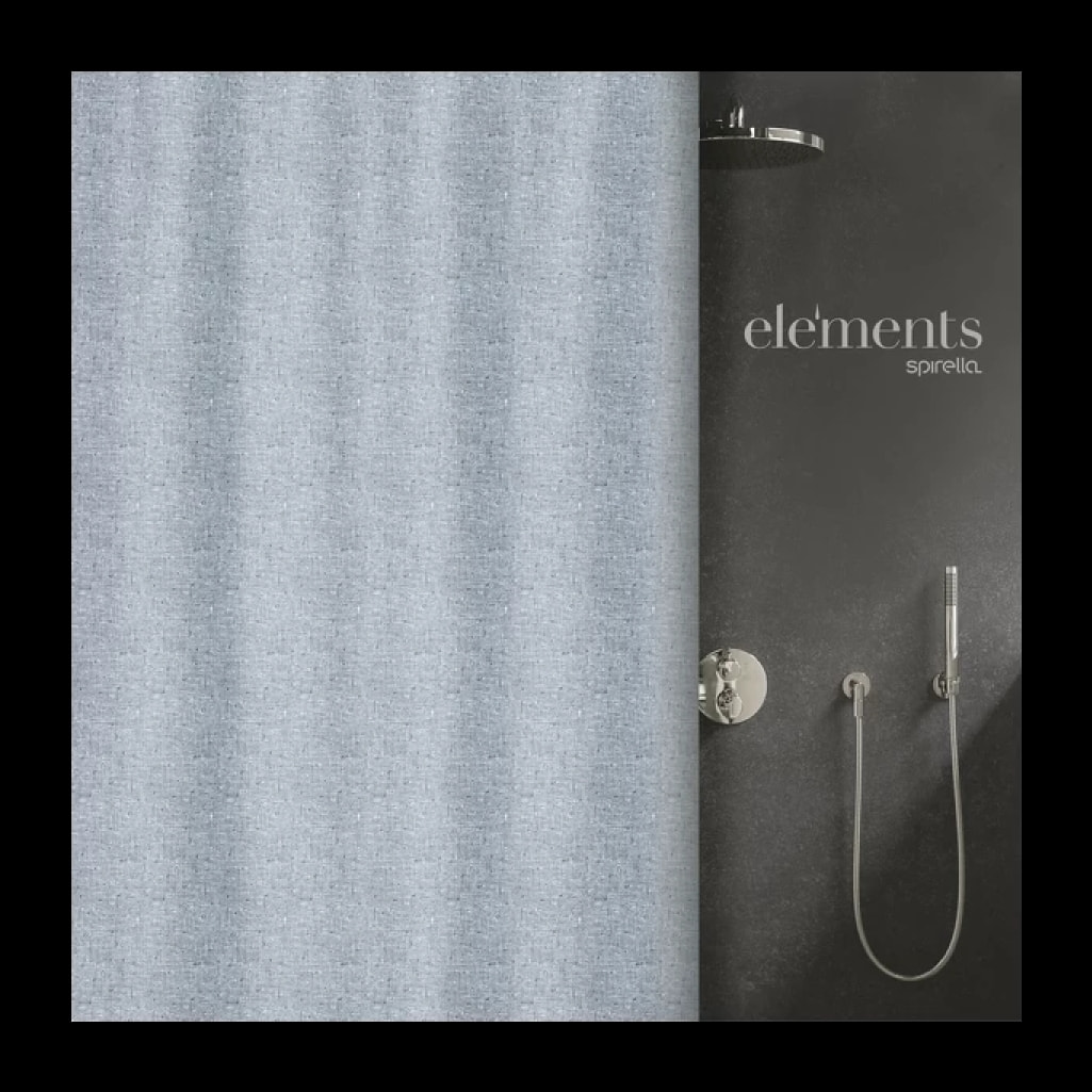 rideau de douche Polyester ILO 180x200cm Bleu Denim Elements by Spirella