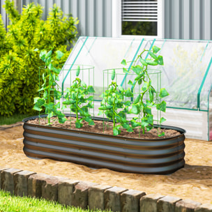 Jardinera Exterior Grande de Acero Galvanizado, Huerto Urbano para Cultivar Plantas, Macetero Exterior con Bordes de Seguridad, Fácil Montaje, Resistente a la Intemperie, 150x62x30 cm, Gris