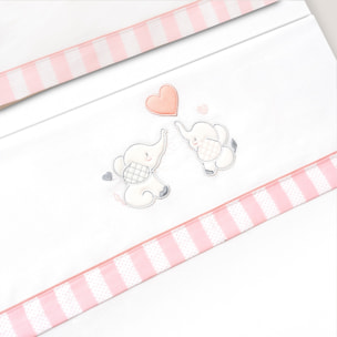 Triptico Cuna Parejita Elefante + Broche Bco/Rosa