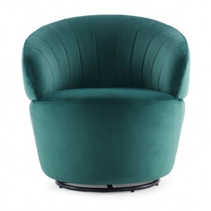 Fauteuil rond pivotant en velours - ROMANE