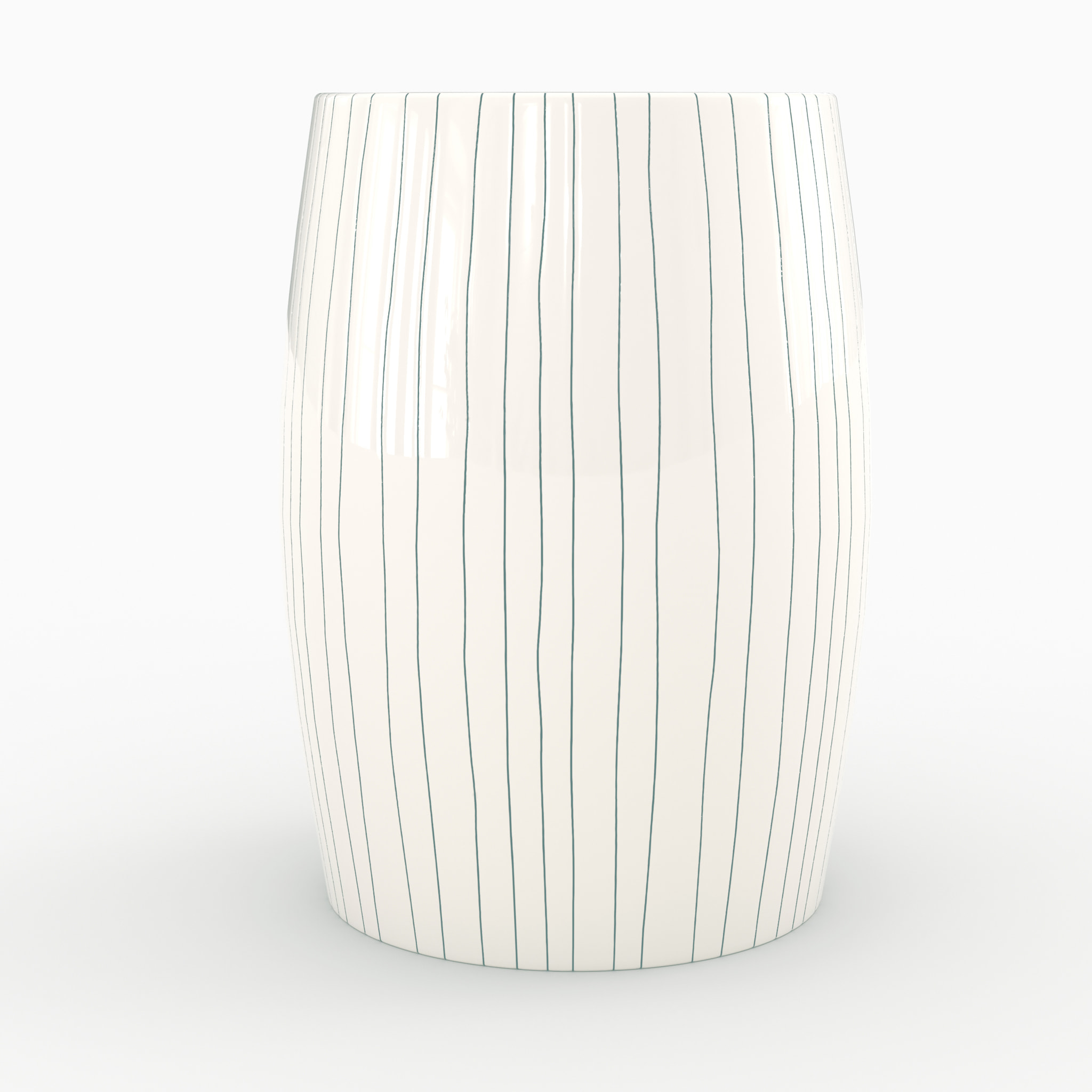Table d'appoint ronde en métal blanc rayé D26 cm - Nello