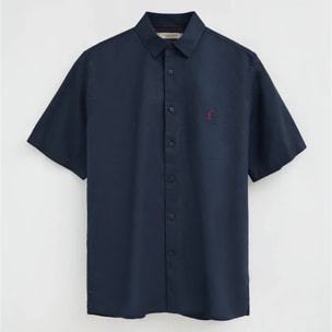 Camisa cotolino azul marino de manga corta y corte regular con logo Rigby Go