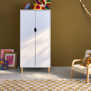 Dressing blanc penderie enfant armoire. pieds en pin