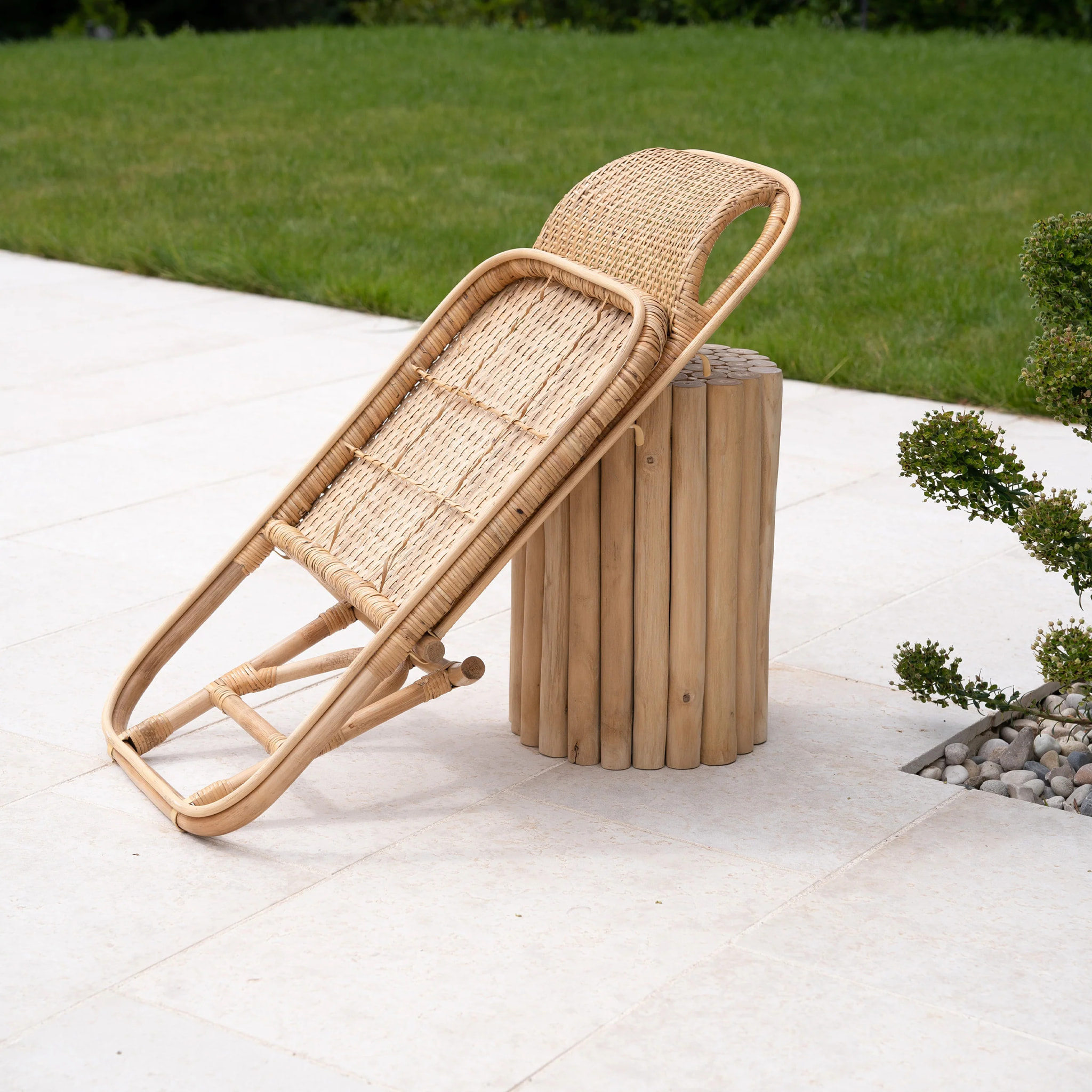 Chaise de plage pliable en rotin naturel - Favignana