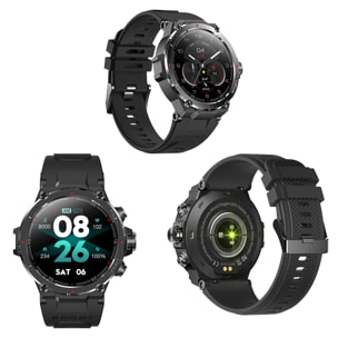 Smartwatch HM03 di grado militare, con GPS a triplo posizionamento. Monitoraggio cardiaco e O2. Notifiche dell'app.