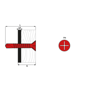 Vis autoperceuse à ailettes tête fraisée SCELL-IT - Cruciforme - 5.5 x 50 mm - Boîte de 250 - TFAC55050