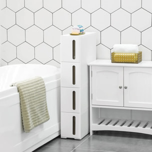 Carrello salvaspazio slim con 4 cassetti bianco e marrone
