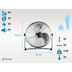 Ventilateur industriel 90W avec 3 pales et 3 vitesses