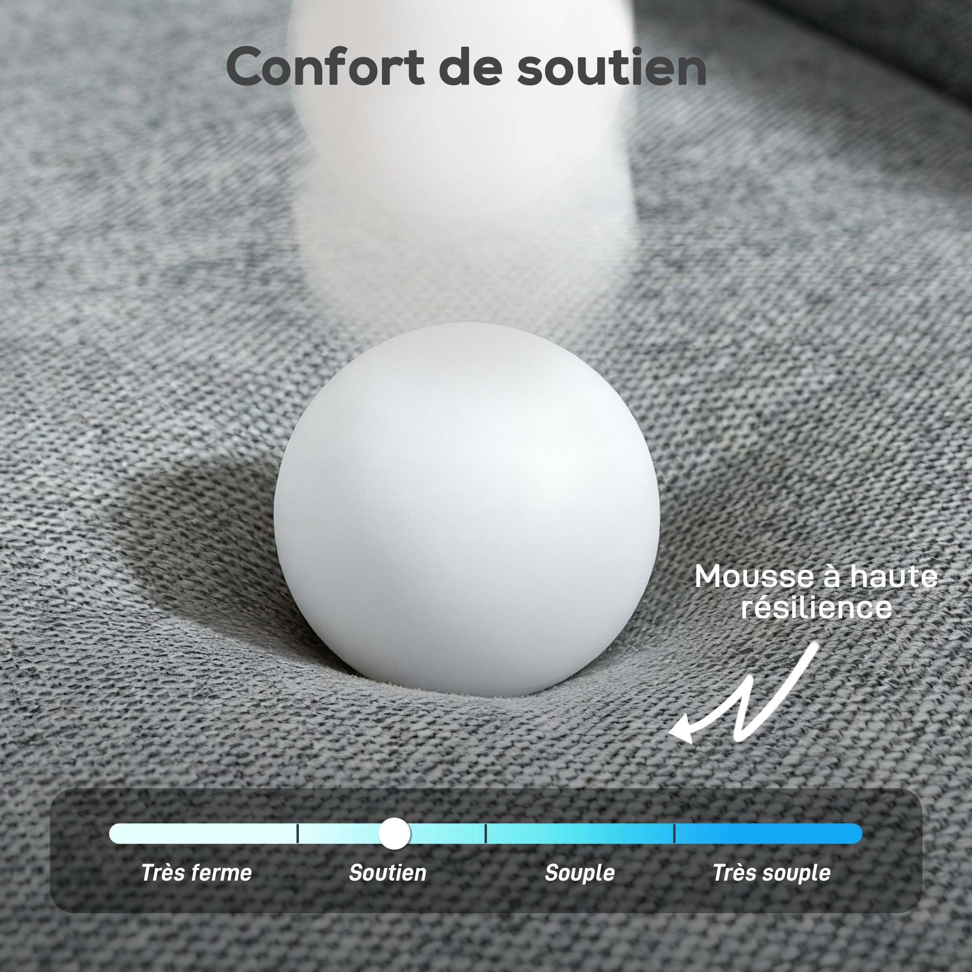 Canapé 2 places moderne haut dossier grand confort 2 coussins poche rangement velours gris