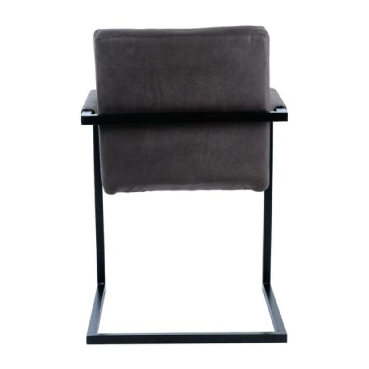 Chaise avec accoudoirs gris et pieds luge en métal noir - TOMMY