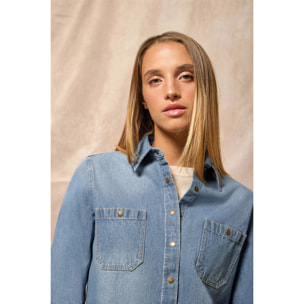 Camisa denim con dos bolsillos y detalle Polo Club