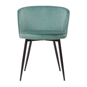 Chaises design en tissu velours vert céladon et métal noir (lot de 2) SERIF