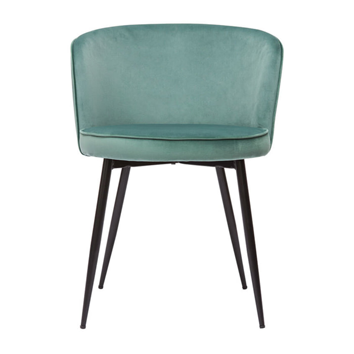 Chaises design en tissu velours vert céladon et métal noir (lot de 2) SERIF