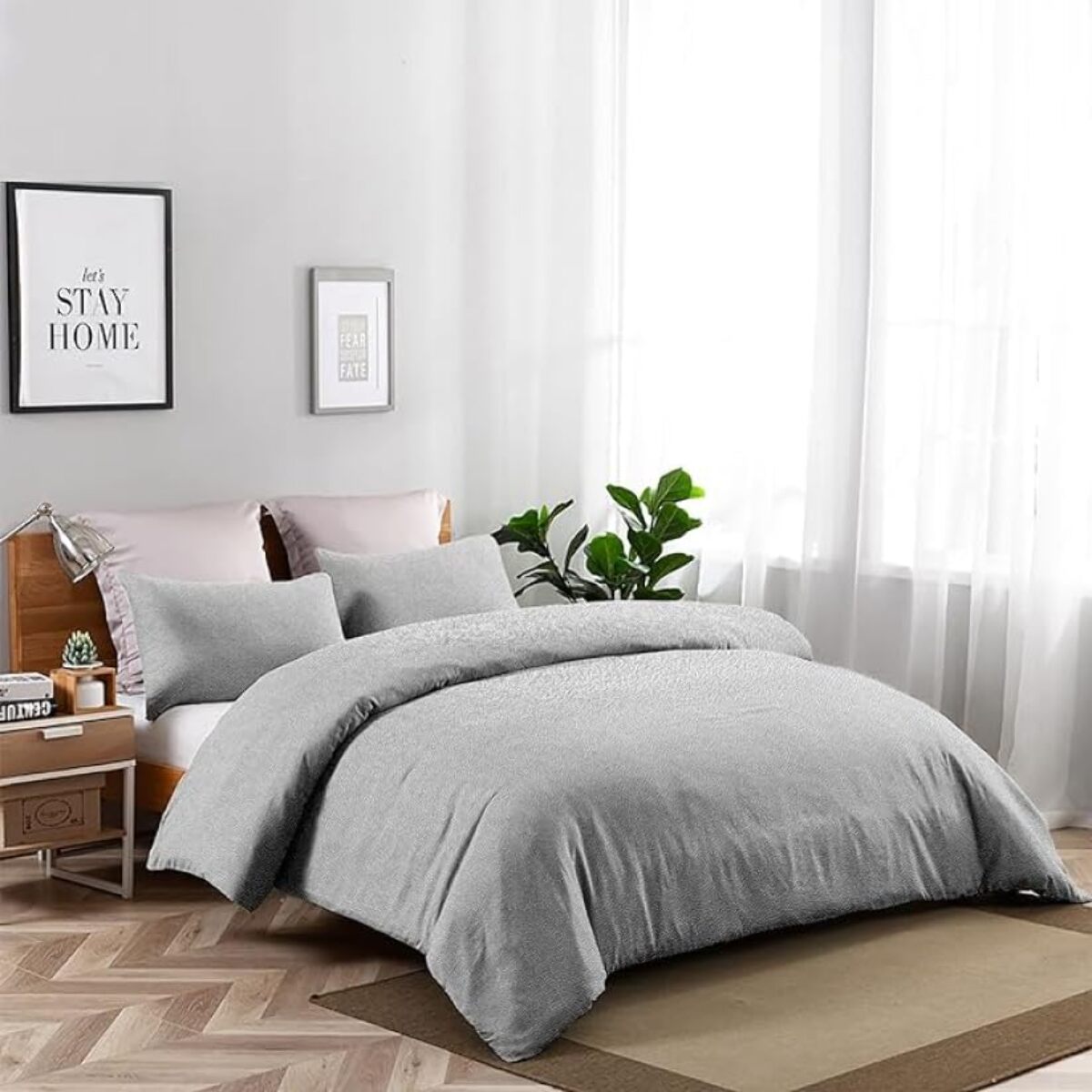 Sacco copripiumino matrimoniale in cotone con federe coordinate, set letto morbido e traspirante, leggero e resistente per uso quotidiano, tessuto certificato sicuro sulla pelle, facile da lavare e durevole, ideale per comfort notturno