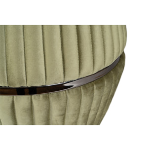 Pouf Doric in Velluto Plissé Verde e Grafite