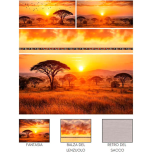 Completo Lenzuola KENYA 100% Cotone e Made in Italy con stampa digitale HD