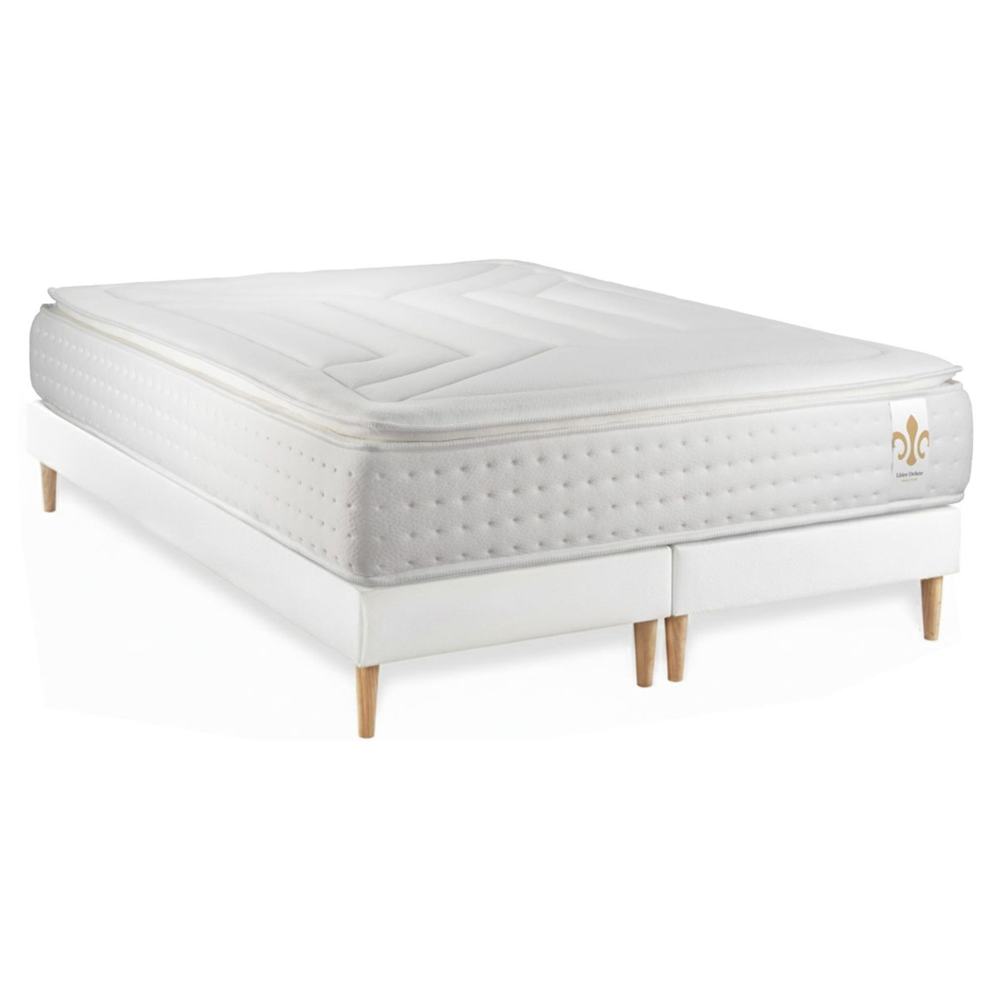 Ensemble Matelas Vingt-Quatre PLUS - 24cm - Ressorts ensachés et mémoire de forme - Confort hôtelier - Sommier Tapissier Blanc