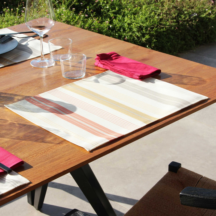 Set de table rayé plastique - Jaune