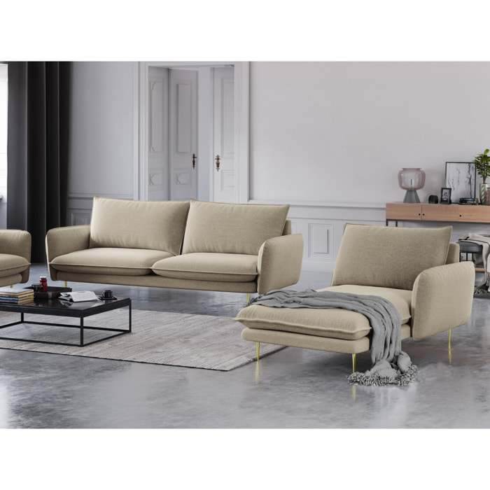 Méridienne droite "Vienna" en tissu structurel beige