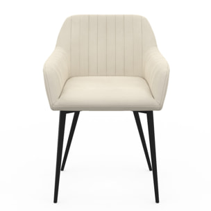Chaises Ariana velours crème pieds métal - lot de 2