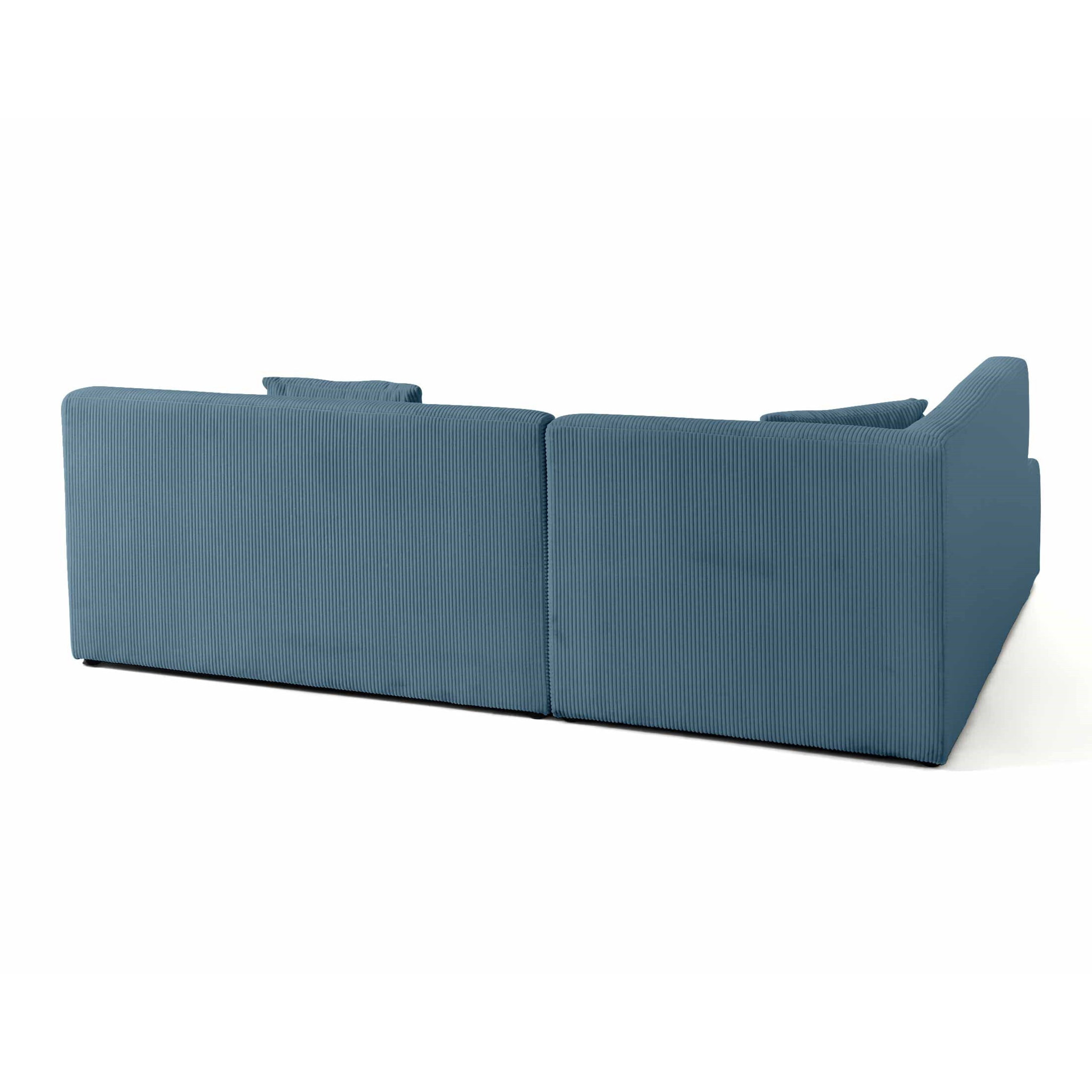 Onyx - canapé modulable d'angle gauche - 5 places - en velours côtelé - Bleu