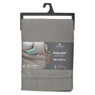 Drap en coton - gris 240x290 cm
