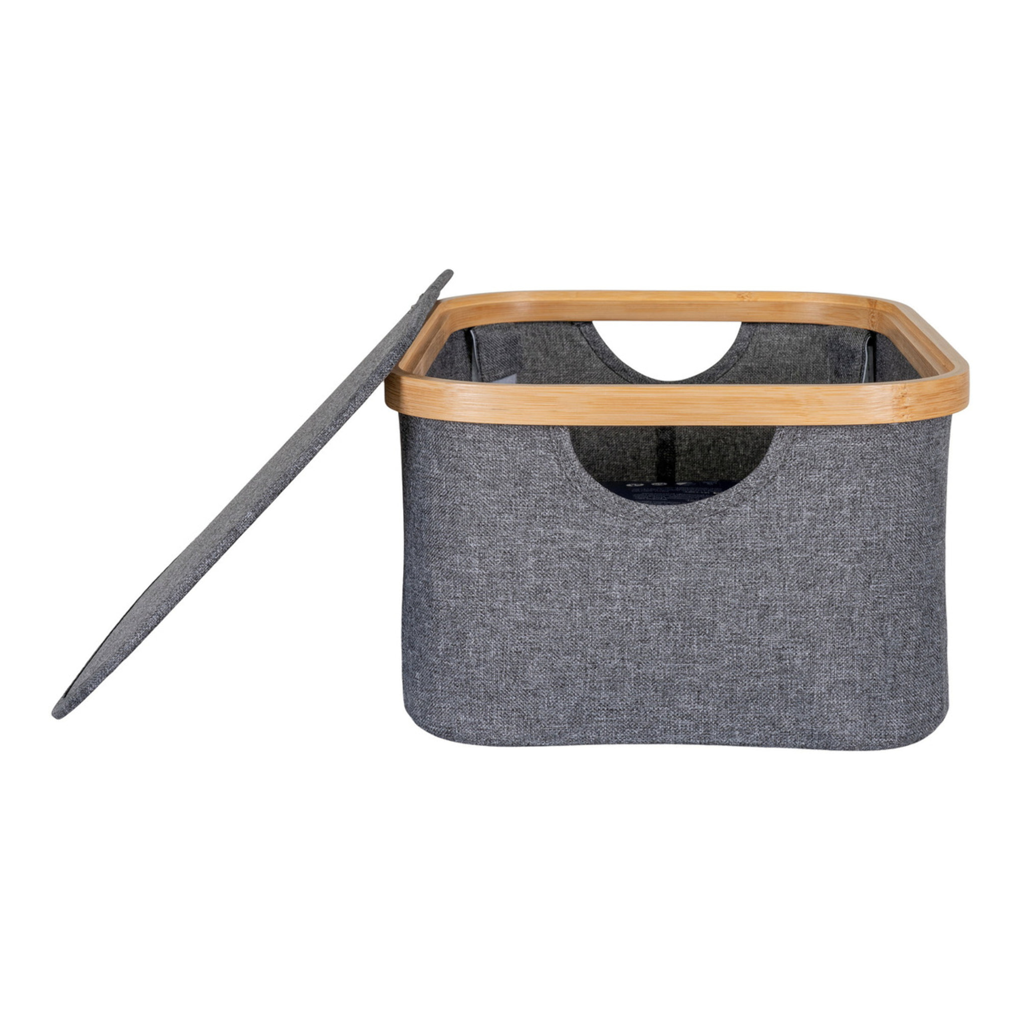 Cestino Noto in bambù e tessuto grigio scuro 38x26x16 cm