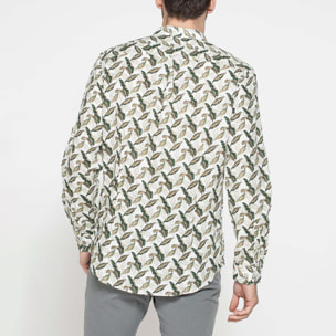 CAMICIA COREANA IN LINO COTONE STAMPATO
