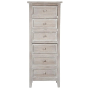 Chiffonnier "Charme" bois blanchi 6 tiroirs